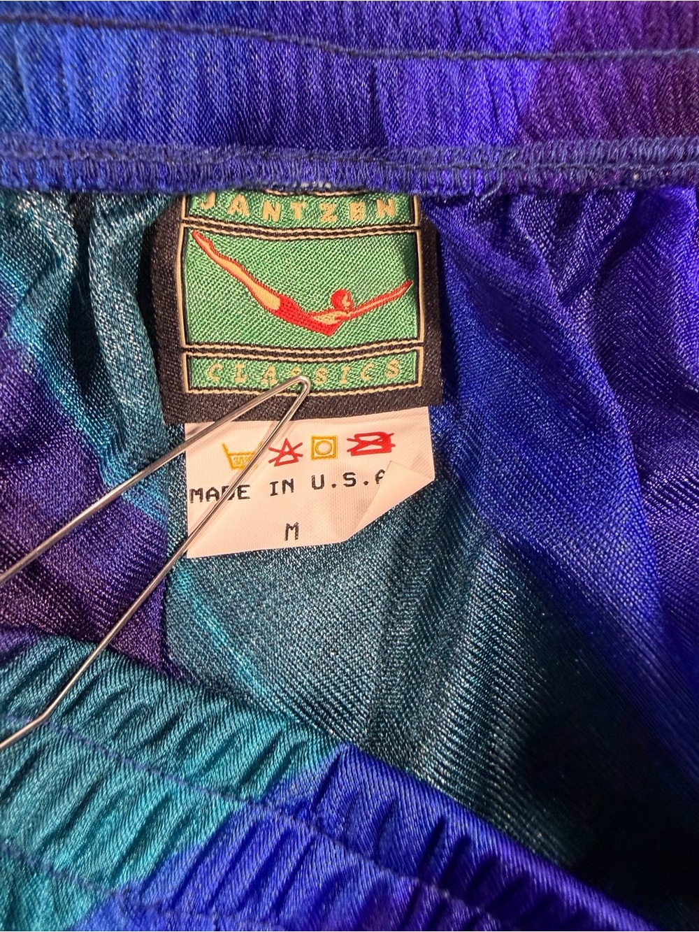 JANTZEN CLASSICS Swim Vintage Blue & Teal Diagonal Stripe Athletic / Swim Skirt - Picture 6 of 11
